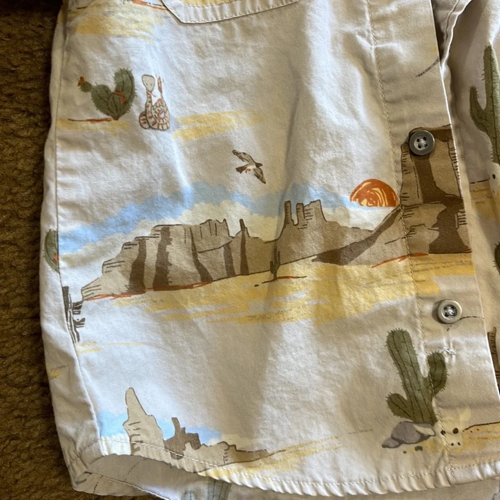 Gymboree boys’ button-down shirt 12-18 months brown cactus southwest - Picture 2 of 4